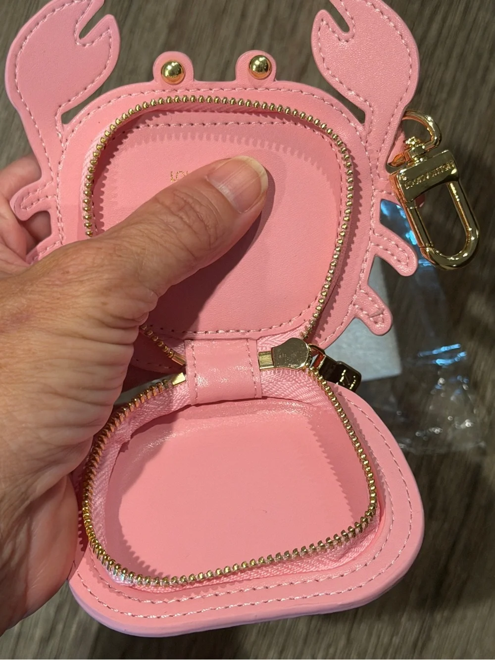 Pink Crab Coin Purse Keychain - Cute Pink Accessory